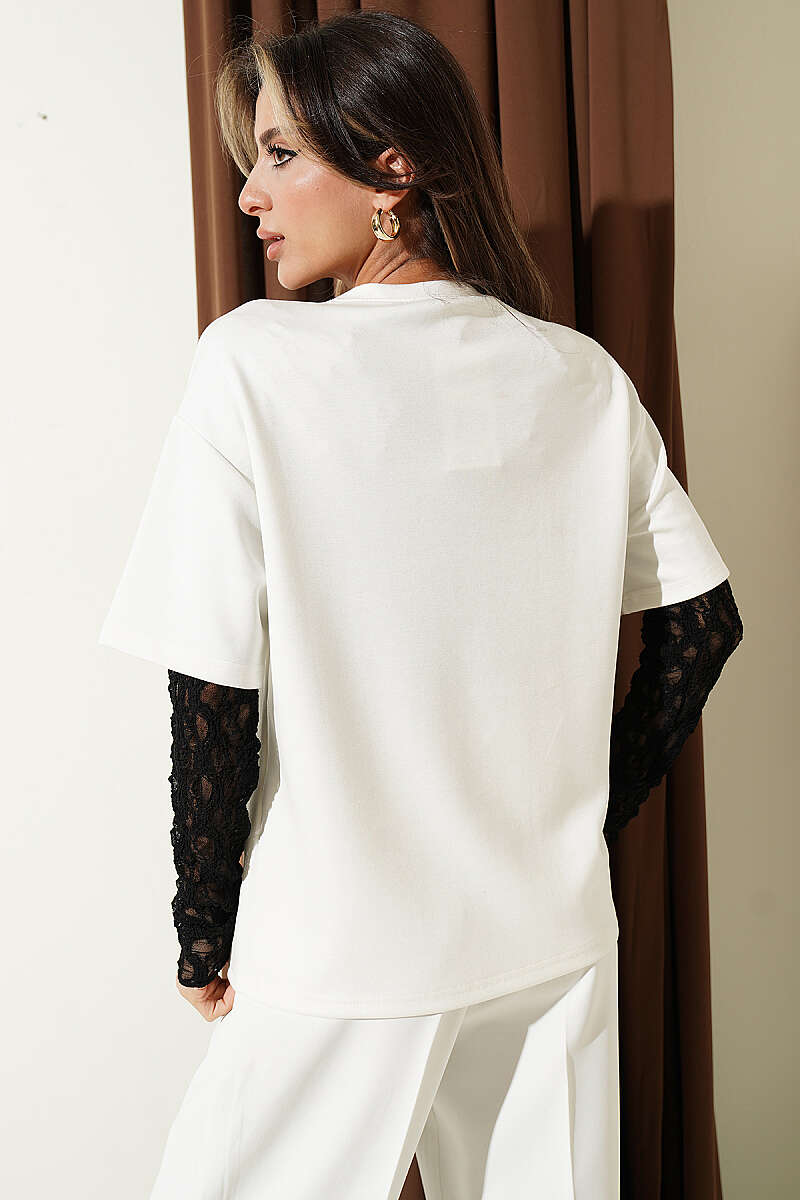 Midilli Nakışlı Modal T-shirt