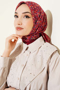 Foulard bordeaux à petits motifs floraux