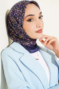 Mini Détail Fleur Foulard Bleu Marine