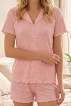 Mini Çiçekli Şortlu Pijama Takımı