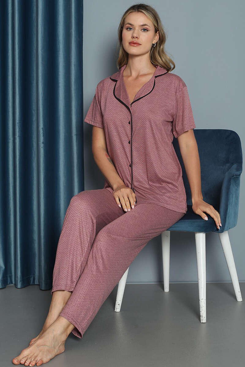 Mini Puantiyeli Kısa Kol Pijama Takımı