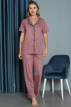 Mini Puantiyeli Kısa Kol Pijama Takımı