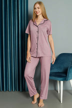 Mini Puantiyeli Kısa Kol Pijama Takımı