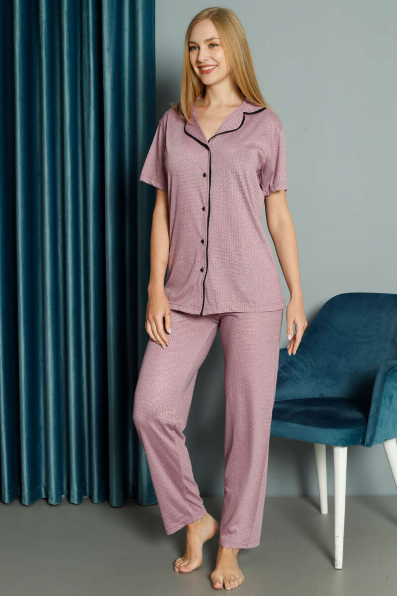 Mini Puantiyeli Kısa Kol Pijama Takımı