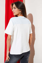 Mini Taş Atkılı T-shirt Buz Mavisi