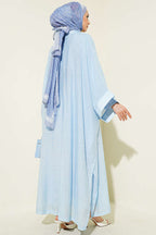 Mini Taşlı Abaya Takım Mavi