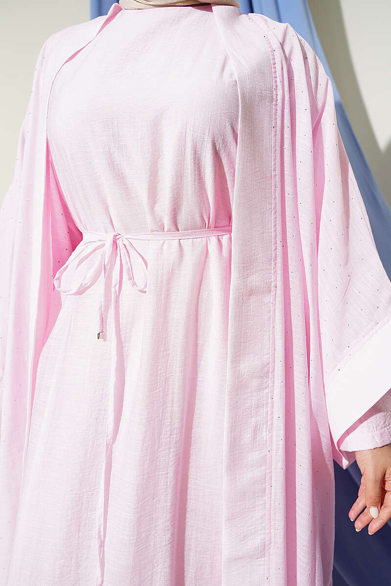Mini Taşlı Abaya Takım