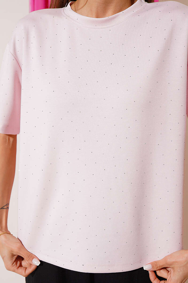 Mini Taşlı Bisiklet Yaka T-shirt