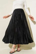 Pleated Satin Skirt