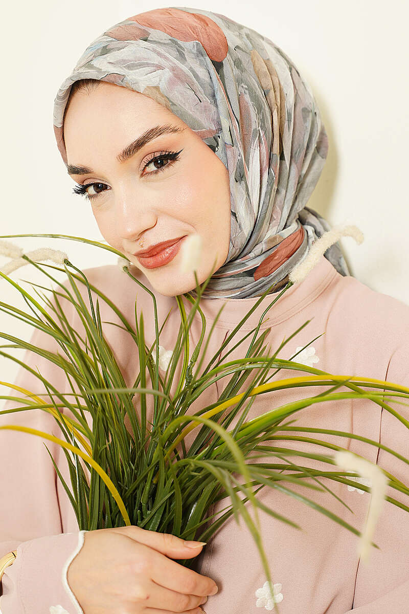 Mist Ebruli Desen Bambu Kraş Eşarp Çağla Yeşili