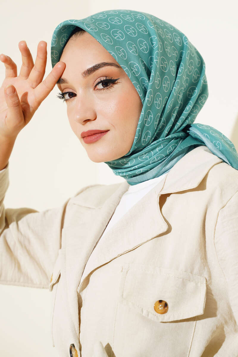 Mk Desen Soft Eşarp Mint Yeşili