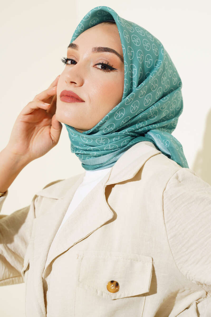 Mk Desen Soft Eşarp Mint Yeşili