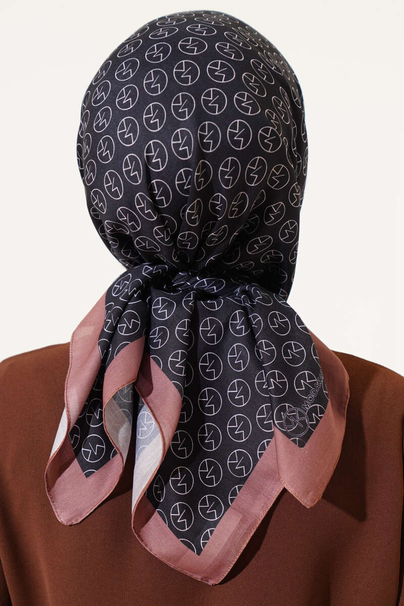 Mk Desen Soft Eşarp Siyah Kahve