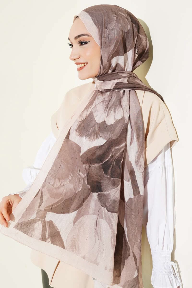 Modern Floral Desen Bambu Kraş Şal