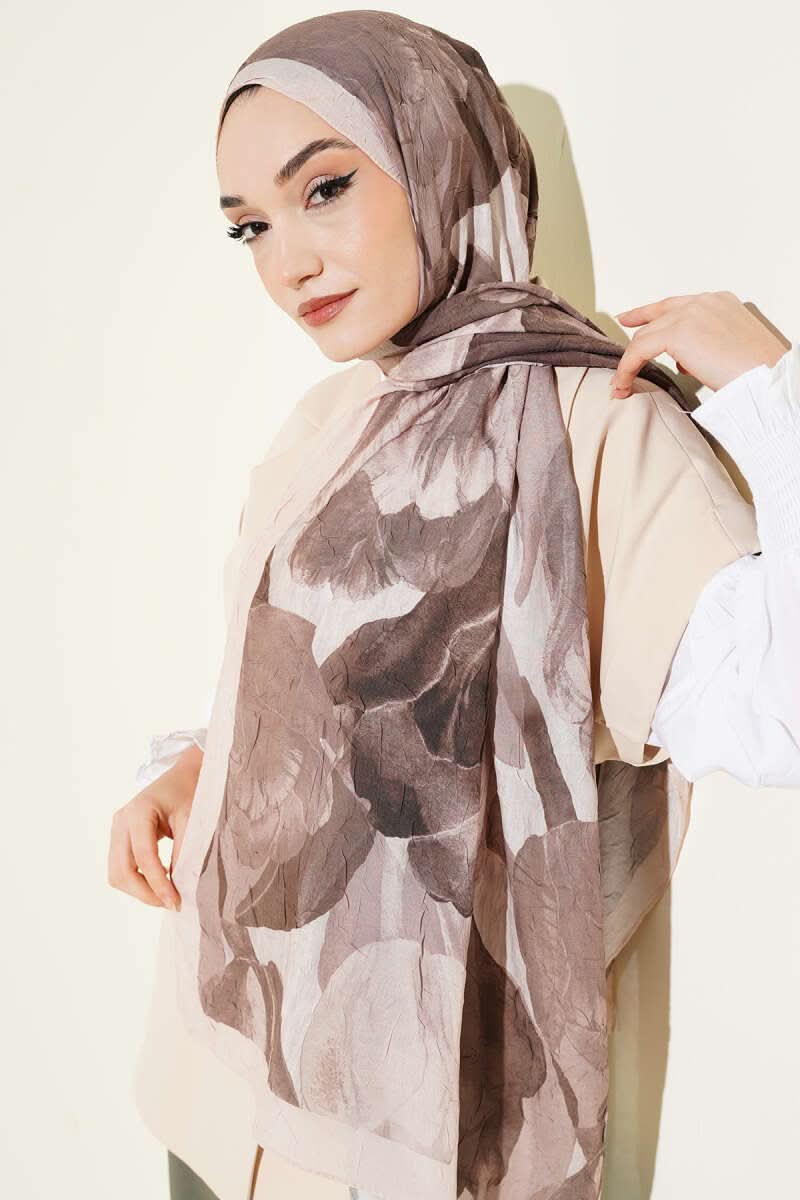 Modern Floral Desen Bambu Kraş Şal