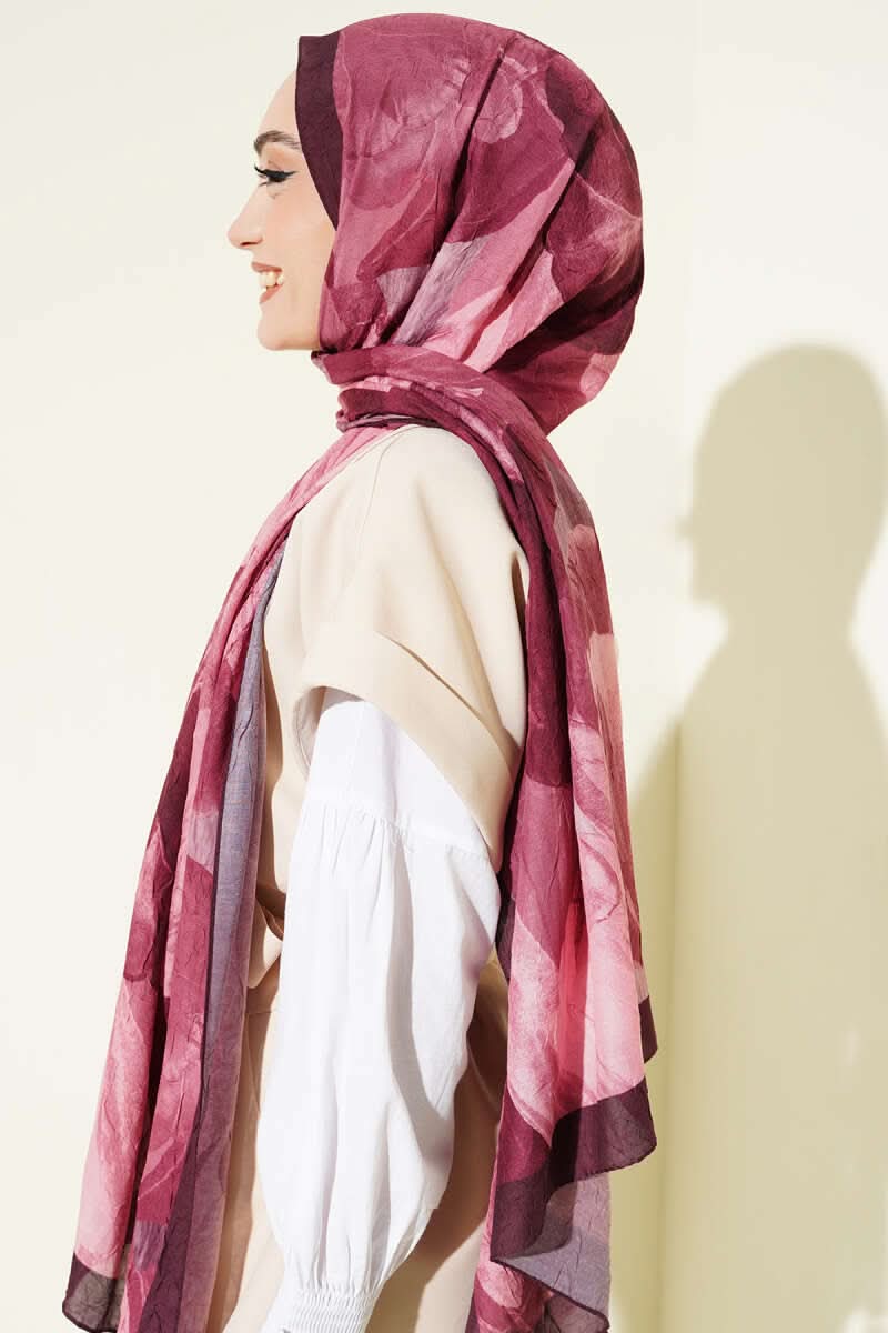 Modern Floral Desen Bambu Kraş Şal