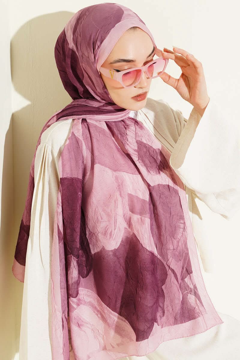 Modern Floral Desen Bambu Kraş Şal