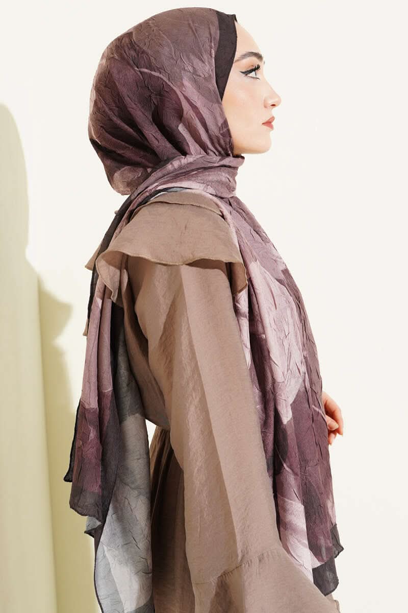 Modern Floral Desen Bambu Kraş Şal