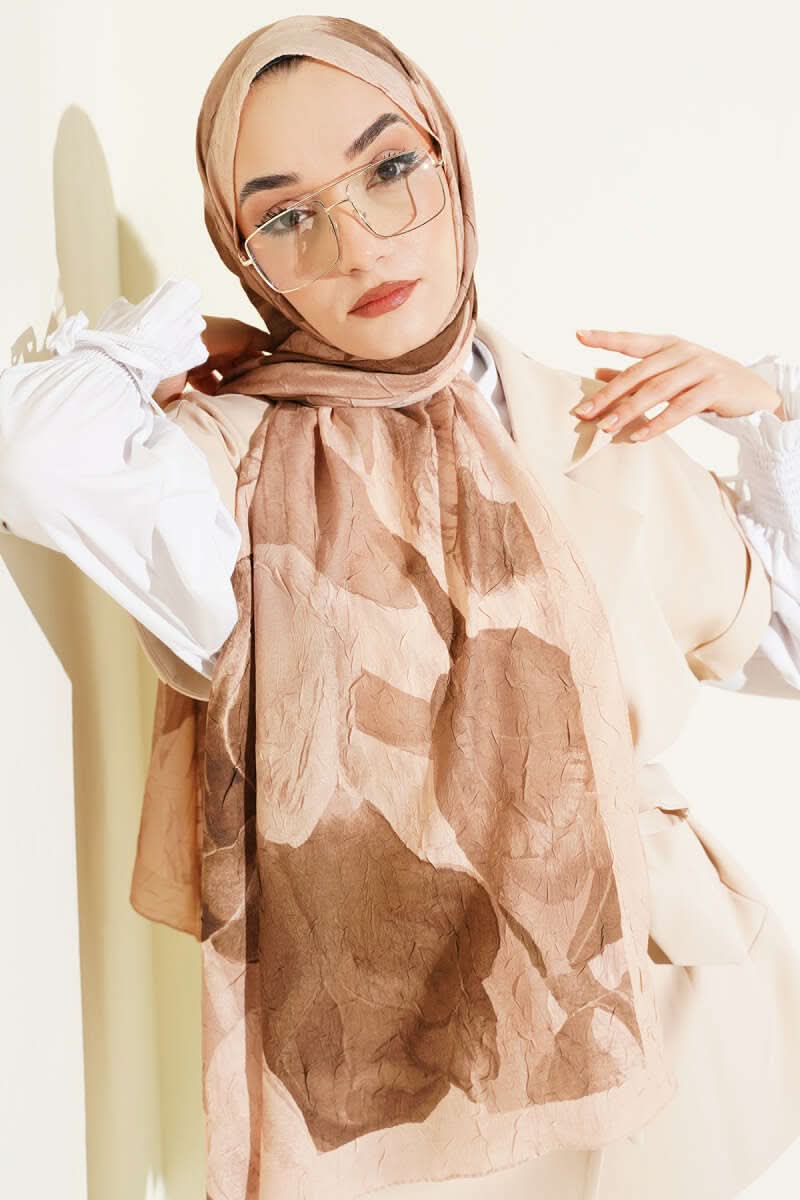 Modern Floral Desen Bambu Kraş Şal