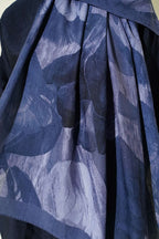 Modern Floral Desen Bambu Kraş Şal Lacivert