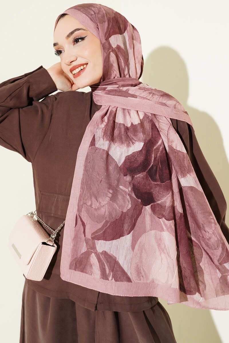 Modern Floral Desen Bambu Kraş Şal