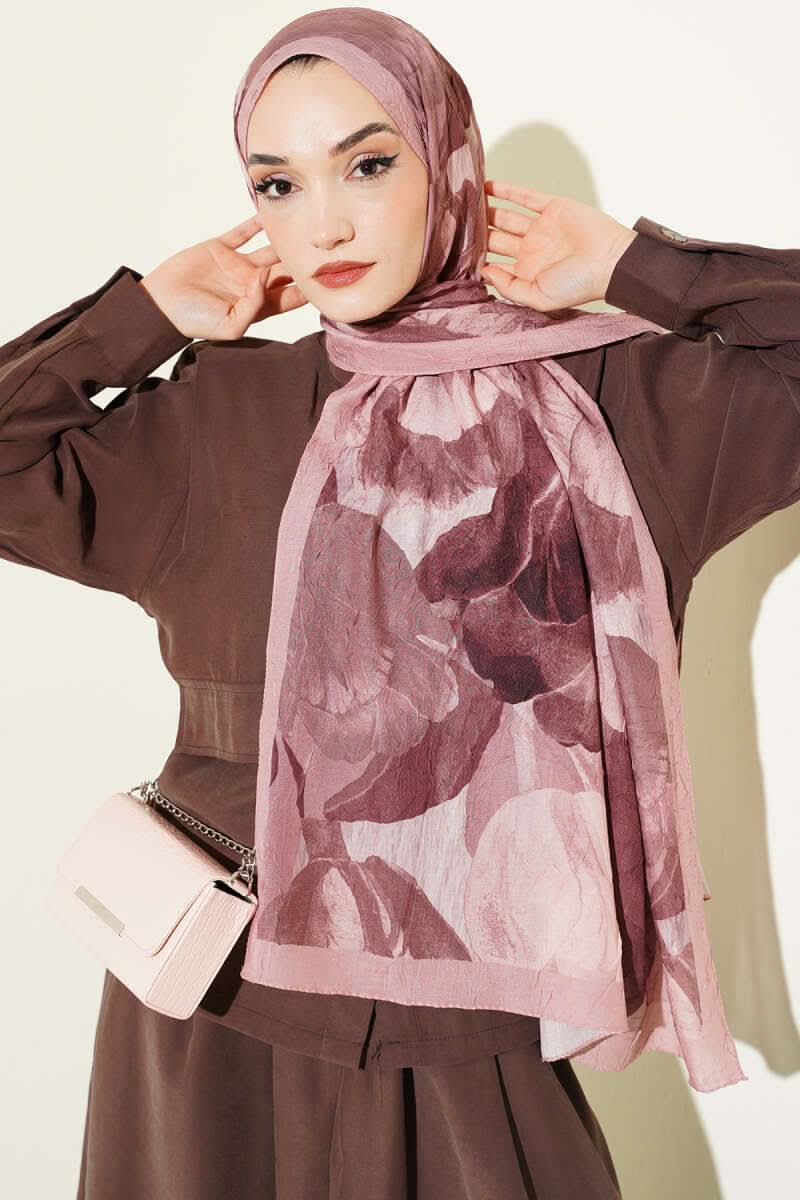Modern Floral Desen Bambu Kraş Şal
