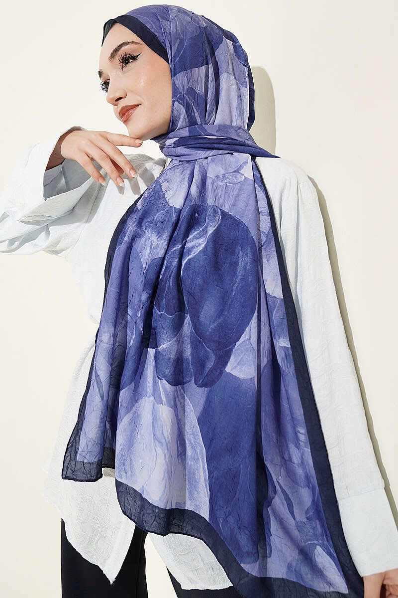Modern Floral Desen Bambu Kraş Şal