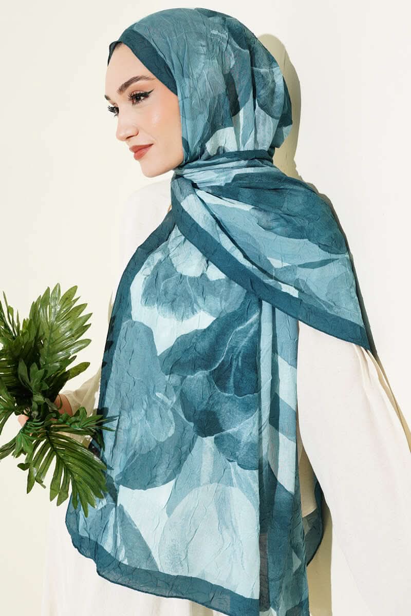 Modern Floral Desen Bambu Kraş Şal