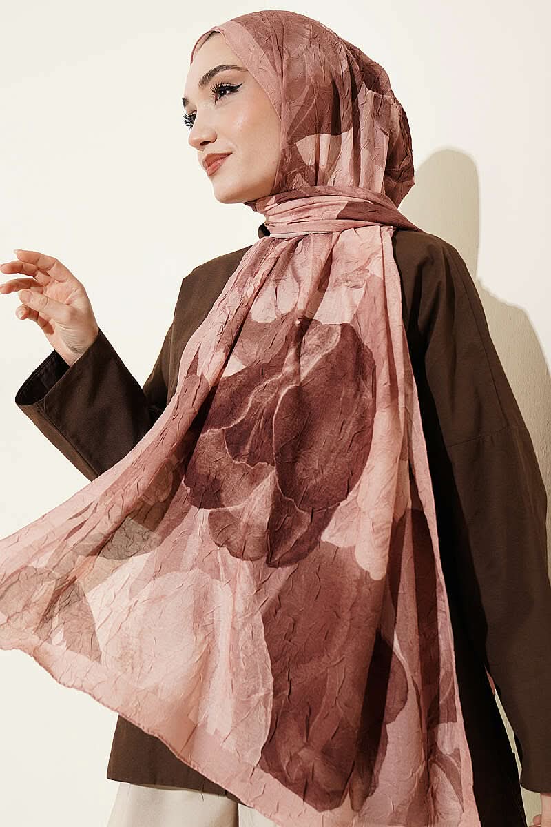 Modern Floral Desen Bambu Kraş Şal