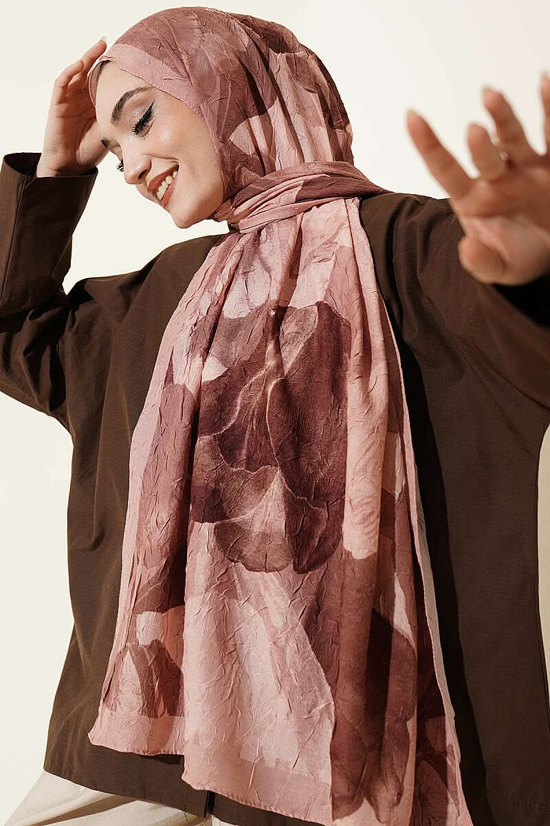 Modern Floral Desen Bambu Kraş Şal