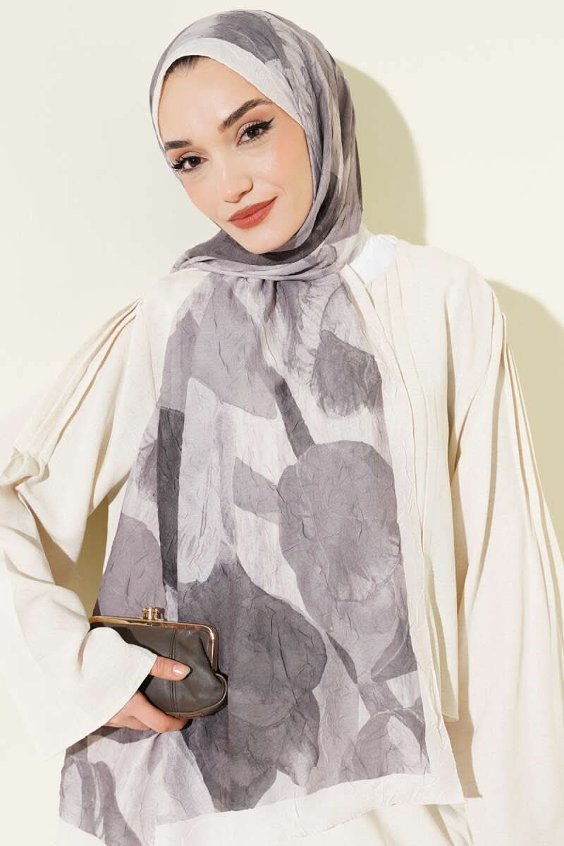 Modern Floral Desen Bambu Kraş Şal