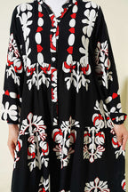 Motif Desen Hakim Yaka Elbise Siyah