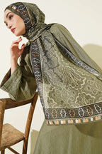 Motif Desenli Soft Şal Haki