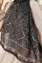 Motif Desenli Soft Şal Siyah Haki