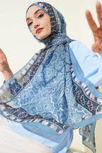 Motif Desenli Soft Şal Soft Mavi