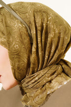 Motifli Flamu Cotton Eşarp Nefti