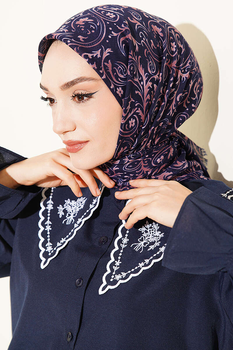 Motifli Flamu Cotton Eşarp