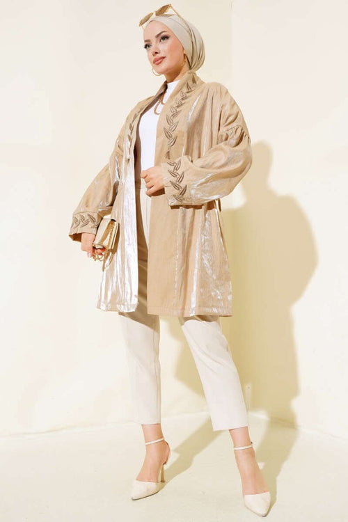 Nakış İşlemeli Parlak Kimono