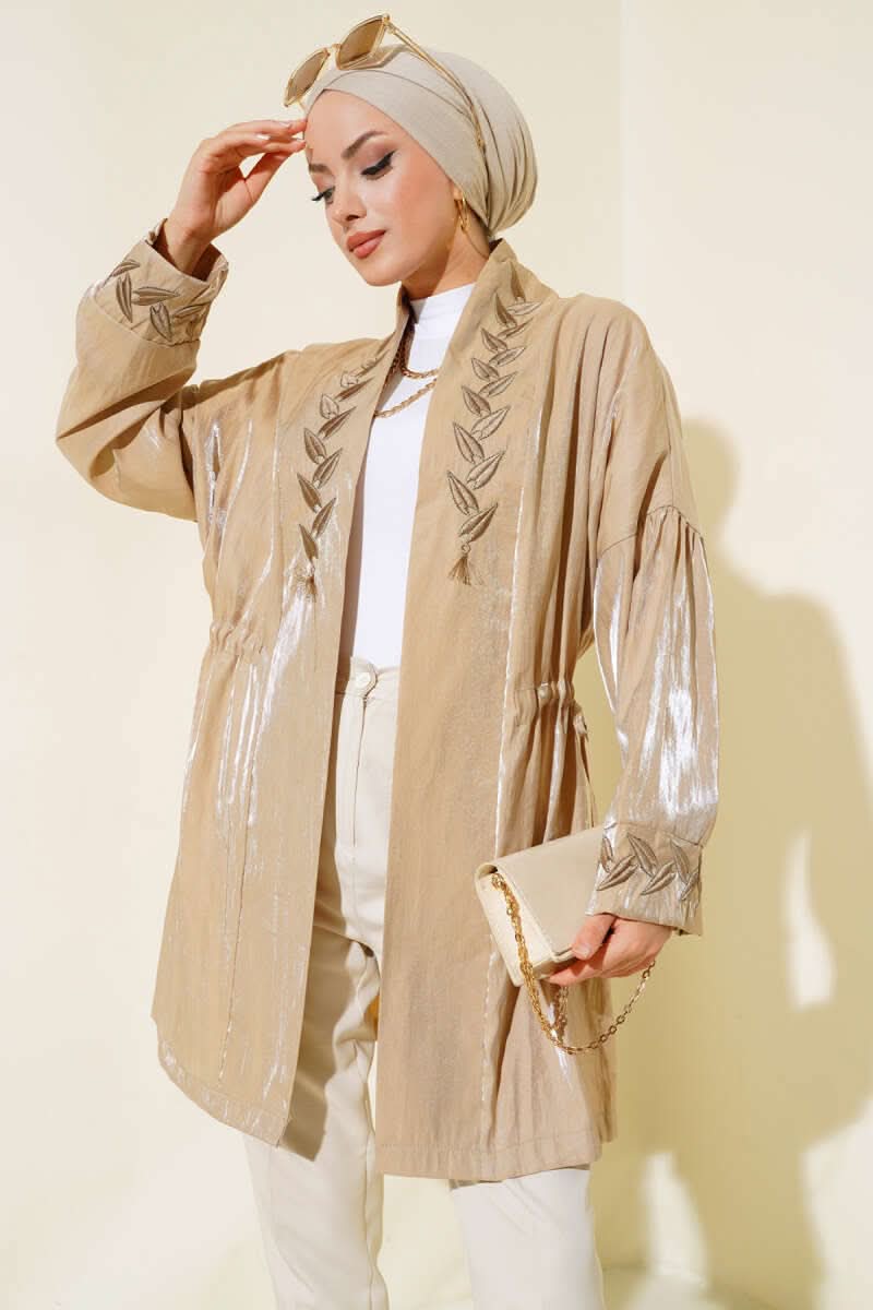 Nakış İşlemeli Parlak Kimono