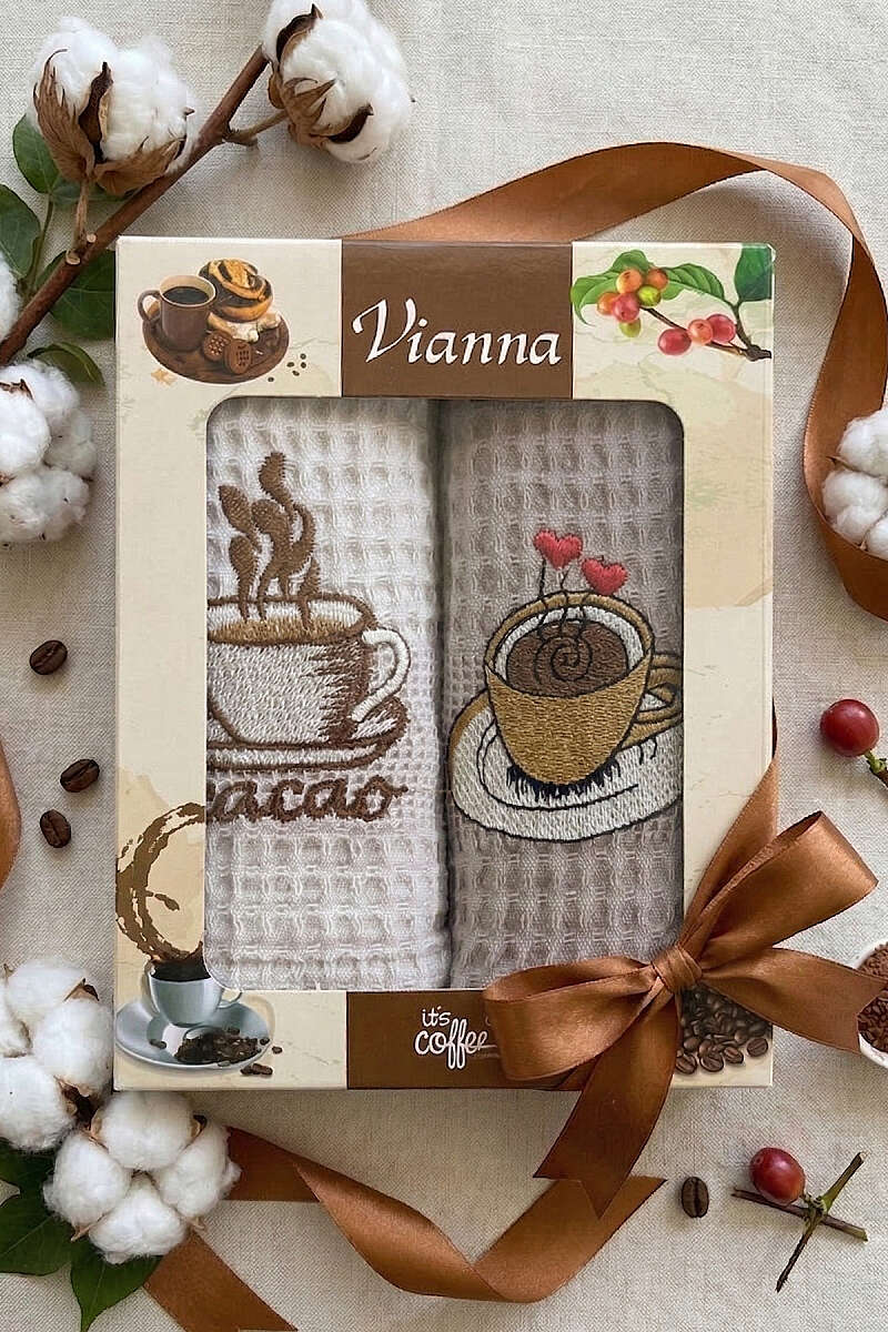 Nakışlı Waffle Mutfak Havlusu 2’li Set Asorti 4