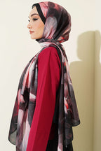 Nergis Desenli Soft Şal Siyah Pembe