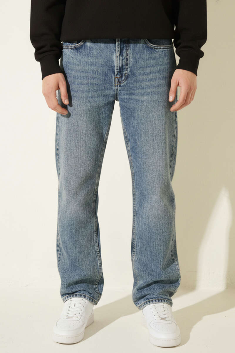 Normal Bel Bol Paça Erkek Kot Pantolon