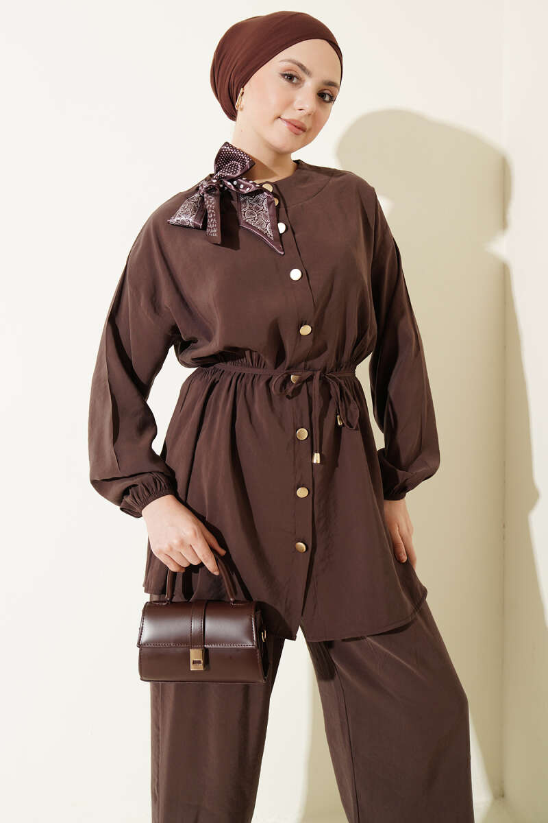 Omuz Fularlı Bel Lastikli Modal İkili Takım