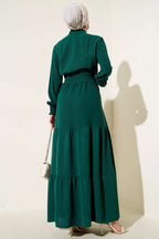 Önden Bağlama Detaylı Lastikli Elbise