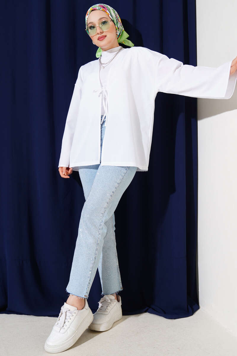 Önden Bağlama Detaylı Terikoton Kimono