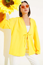 Terikoton Kimono With Front Fastening Detail