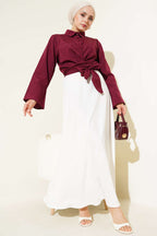 Önden Bağlamalı Kısa Gömlek