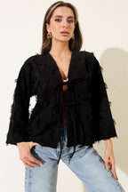 Önden Bağlamalı Püsküllü Kimono