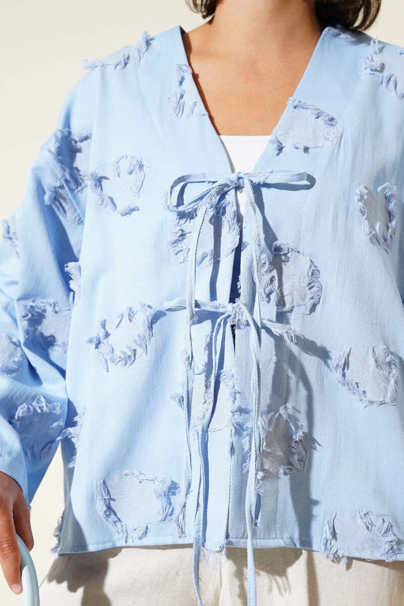 Önü Bağcıklı Püskül Detaylı Kimono