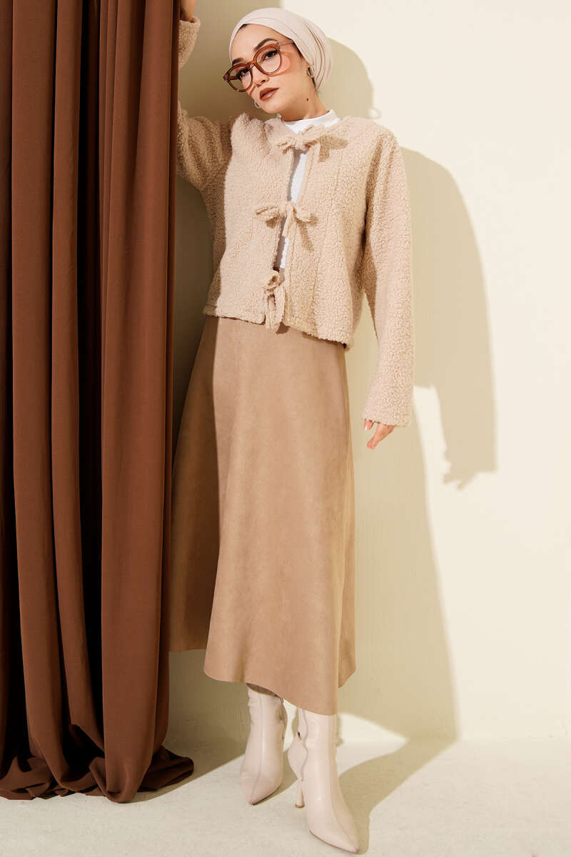 Önü Bağlamalı Buklet Kısa Kimono